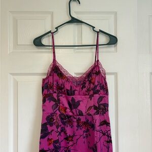 Urban Outfitters Fuchsia Floral Lace-Trim Slip